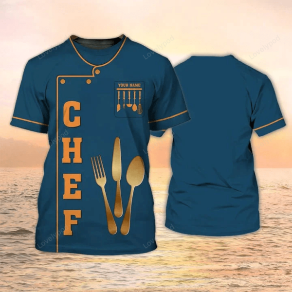 Customized Chef Shirt Chef Apparel Chef Wear Cook T Shirt 3D Men Women - Image 2