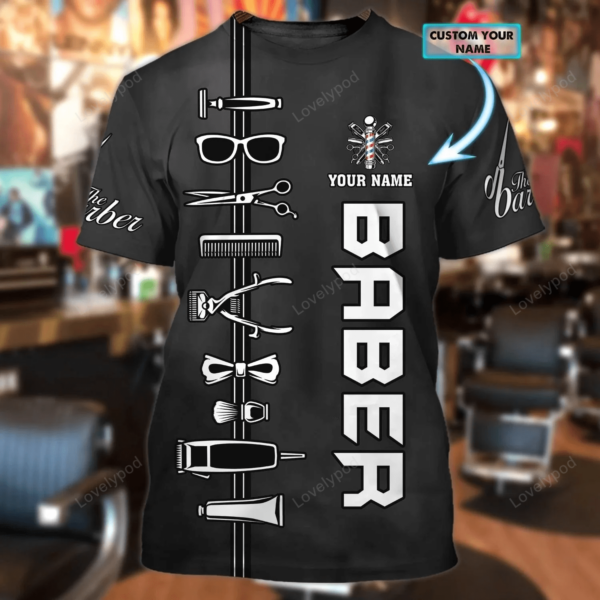 Barber 3D All Over Printed, Personalized Name Barber Men's 3D shirt - Image 3