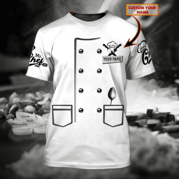 Chef T-Shirt For Men, Personalized Name 3D T-shirt, Gift for chef - Image 2