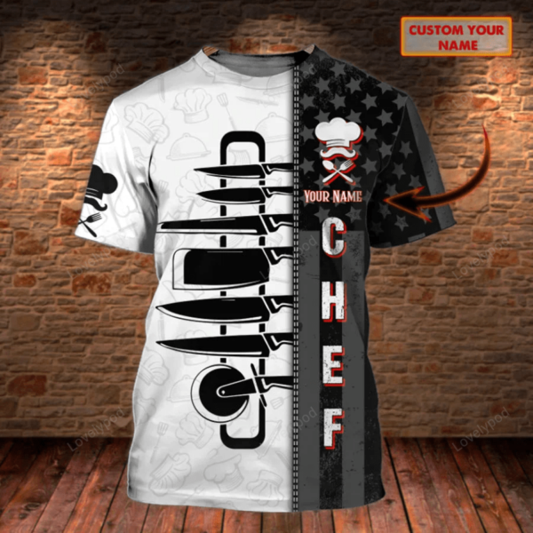 Sushi on the go, Chef 3D all over printed , 3D chef T-shirt, Gift for Chef - Image 5