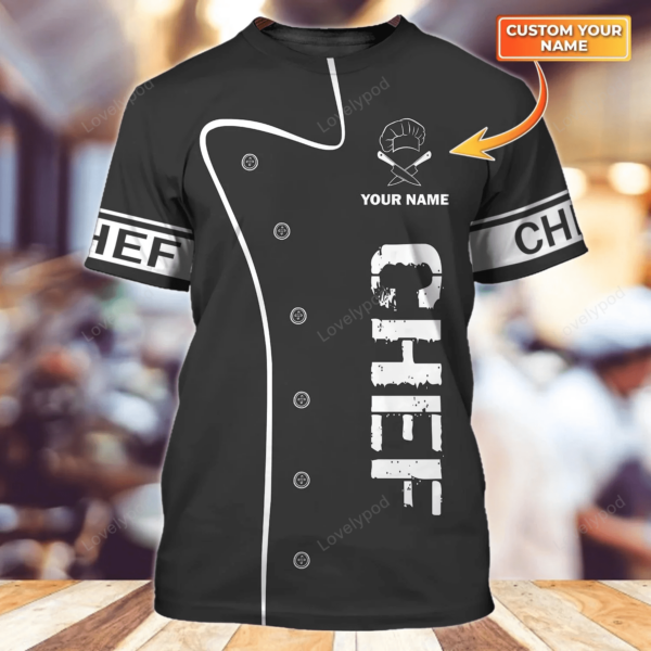 Personalized Chef 3D all over printed , Chef Black T-Shirt For Men - Image 6