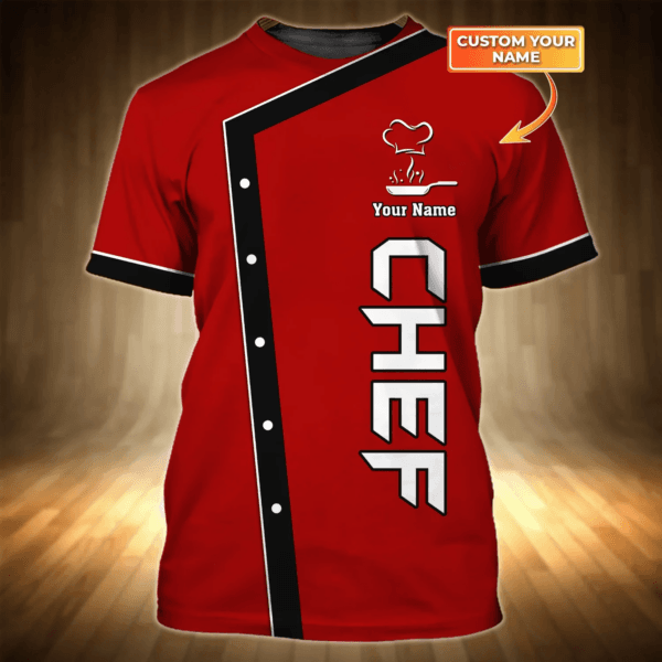 Red Chef 3D Shirt, Chef Personalized Name 3D Tshirt, Gift For Chef Restaurant