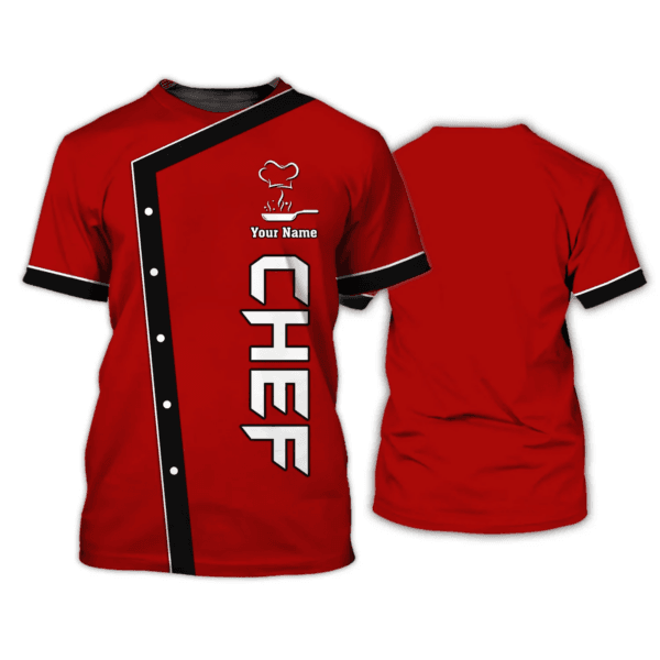 Red Chef 3D Shirt, Chef Personalized Name 3D Tshirt, Gift For Chef Restaurant - Image 2