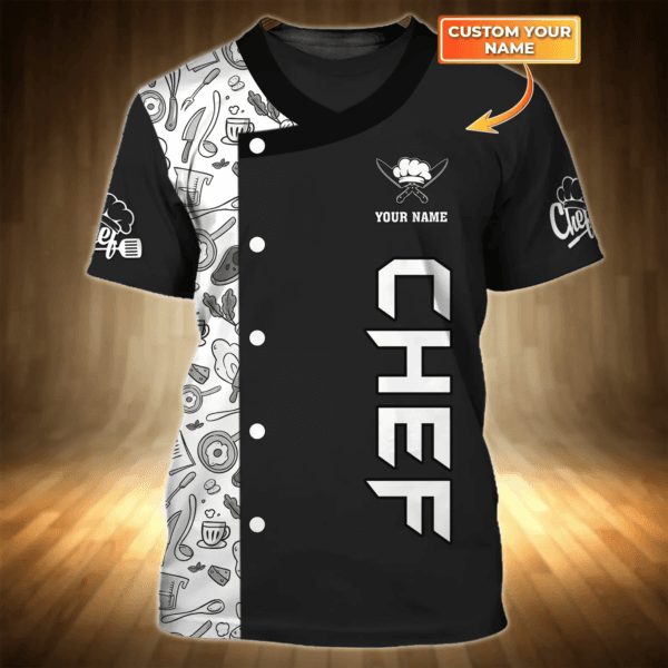 Chef Pattern Shirt, Chef Personalized Name 3D Tshirt Gift For Cooks Chef Uniform