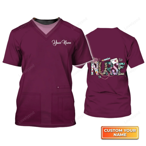 Nursing Graduate T-shirt, Registered Nurse Personalized Name 3D Tshirt - Image 2