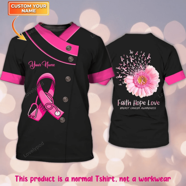 Nurse Breast Cancer Awareness Personalized Name 3D Tshirt, gift for nurse