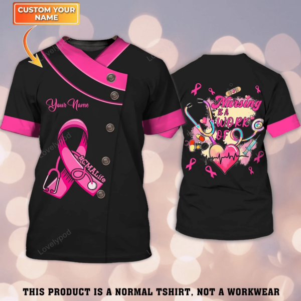 CMALife Breast Cancer Awareness Personalized Name 3D Tshirt, gift for nurse