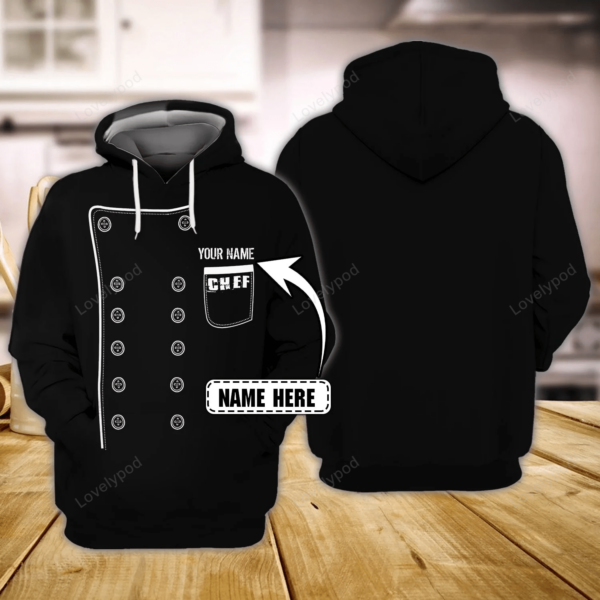 Chef Black Uniform 3D All Over Printed, I Cook Custom Name T-shirt, Custom Chef Cook Gift