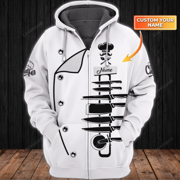 Personalized Name 3D Zipper Hoodie, Cooking 3D Shirt, Chef Birthday, Chef Present