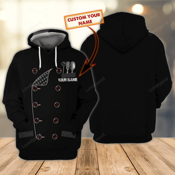 Chef Black Uniform 3D All Over Printed, I Cook Custom Name T-shirt, Custom Chef Cook Gift - Image 2