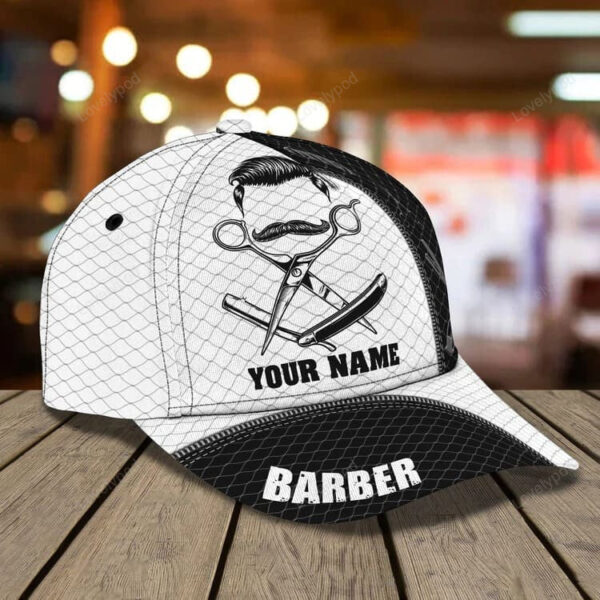 Personalized Barber Shop 3D All Over Printed Cap, Tools Of Barber Hat for Barber Man - Image 2