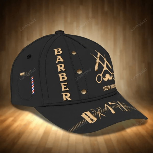 Personalized Barber Shop 3D All Over Printed Cap, Tools Of Barber Hat for Barber Man - Image 7