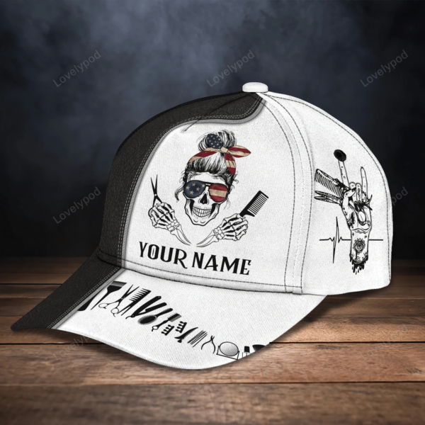 Customized 3D All Over Print Baseball Skull Barber Cap, Barber Skull Cap Hat, Cap For Barber Man - Image 6