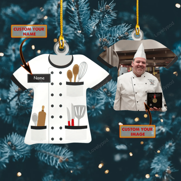 Chef custom shaped acrylic Ornament, chef Ornament, Christmas Gift For chef