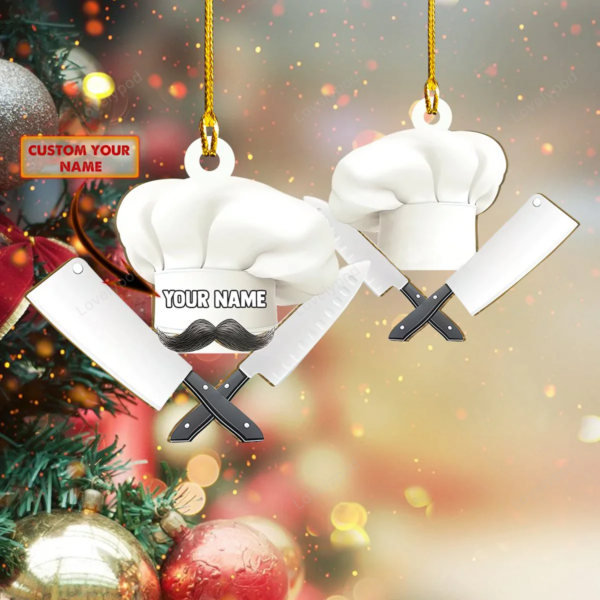 Chef gift, Personalized name Master chef ornament new, Christmas gift for Master chef custom shaped acrylic ornament - Image 5