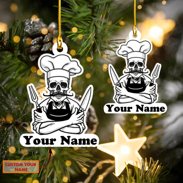 Chef gift, Personalized name Master chef ornament new, Christmas gift for Master chef custom shaped acrylic ornament - Image 8