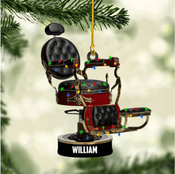 Barber's Chair Personalized Cut Ornament Christmas Gift For Barber