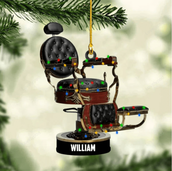 Barber's Chair Personalized Cut Ornament Christmas Gift For Barber - Image 4