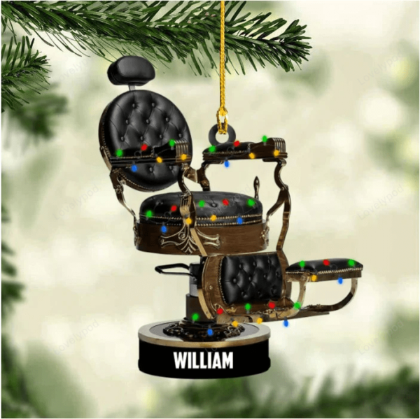 Barber's Chair Personalized Cut Ornament Christmas Gift For Barber - Image 6