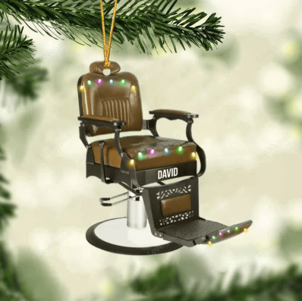 Barber Chair Personalized Christmas Ornament - Gift For Barber - Image 3