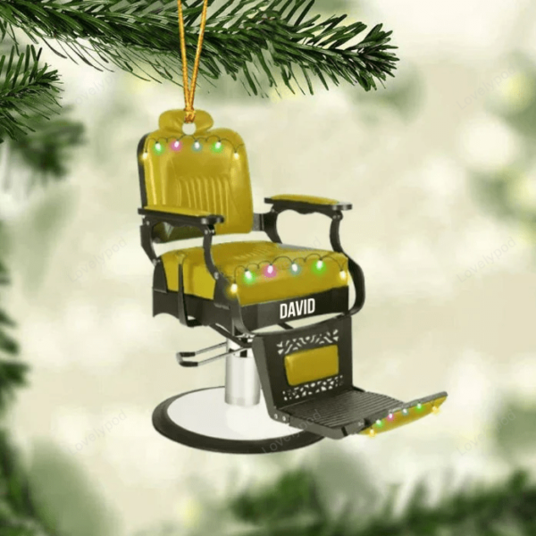 Barber Chair Personalized Christmas Ornament - Gift For Barber - Image 4