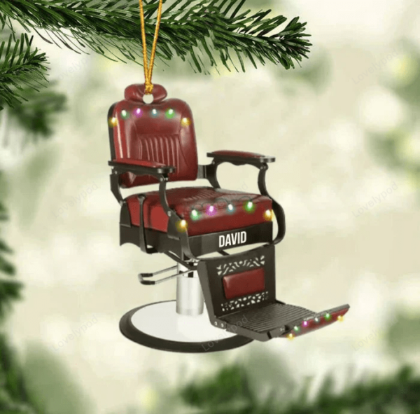 Barber Chair Personalized Christmas Ornament - Gift For Barber - Image 5