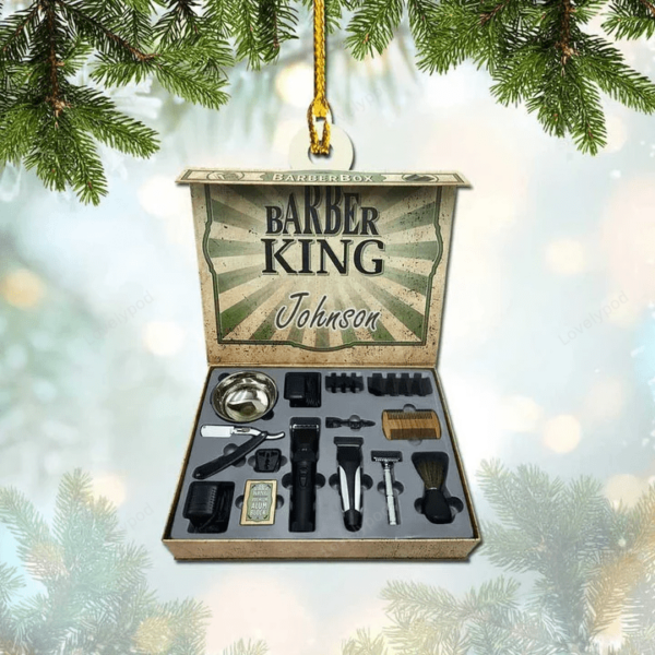 Personalized Baber Box Christmas Ornament for Baber, Gift for Him Barber Shop Owner