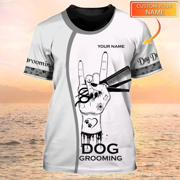 My Craft Doggy House Dog Groomer Pet Groomer Uniform Pink Salon Pet Personalized Name 3D Tshirt - Image 7