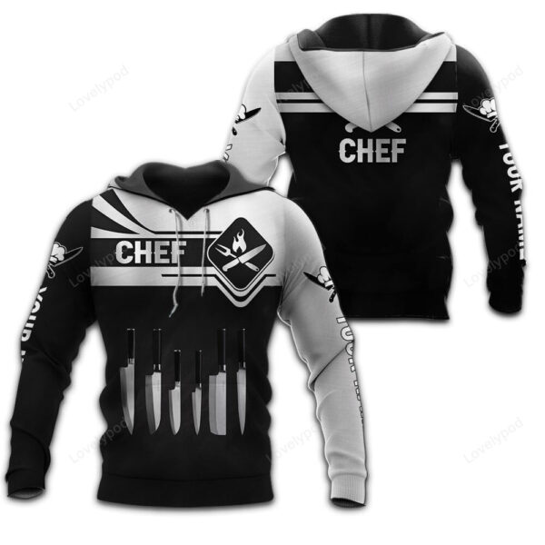 Chef Cook 3D All Over Printed Black & White Custom Name 3D Shirts, hoodie, zip hoodie