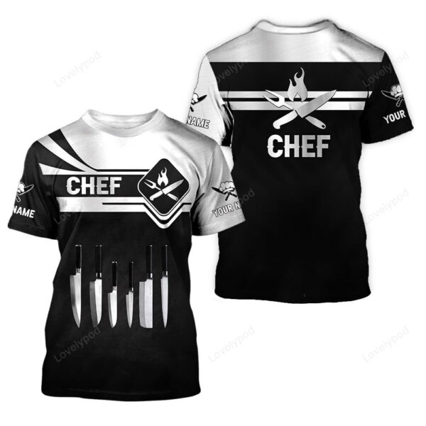 Chef Cook 3D All Over Printed Black & White Custom Name 3D Shirts, hoodie, zip hoodie - Image 3