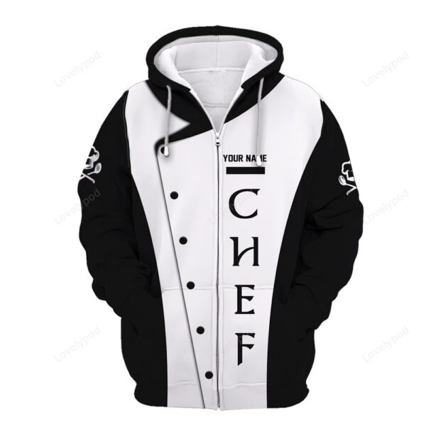 Chef Cook T Shirts 3D, Custom Name Chef Knives Black & White Shirt - Image 2