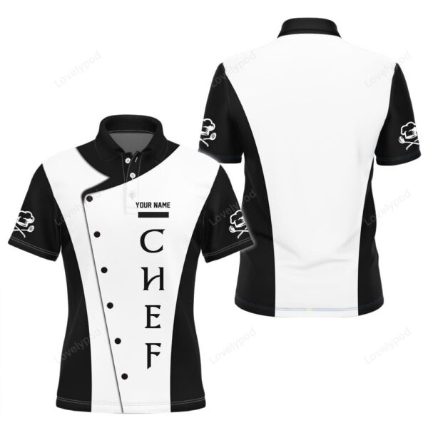 Chef Cook T Shirts 3D, Custom Name Chef Knives Black & White Shirt - Image 5