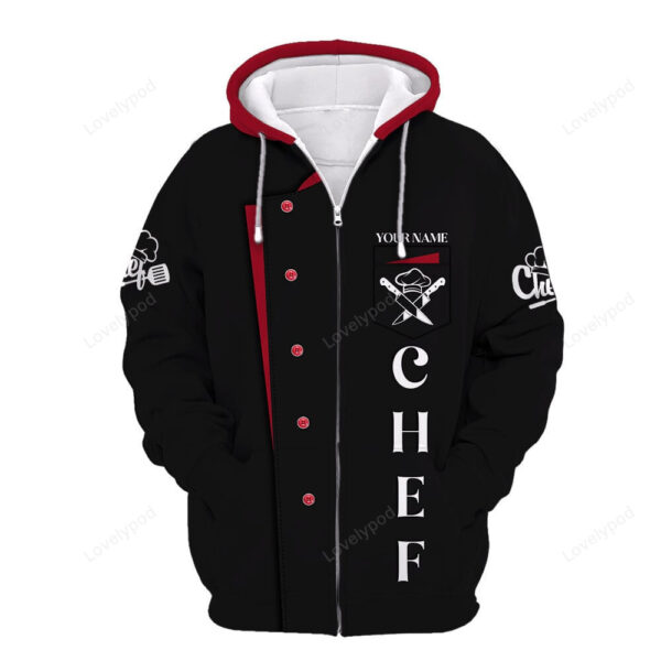 Custom name Chef Zipper Hoodie, Gift for chef, Chef Uniforms Chef Wear & Chef Clothing For Restaurants - Image 9