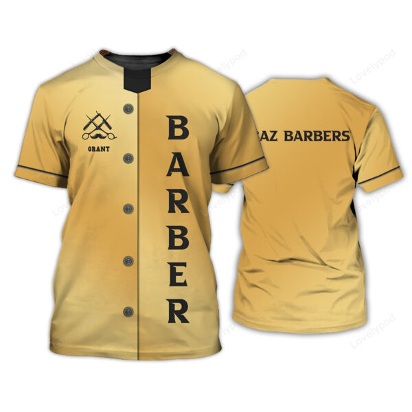 Barber Tshirt Barber Apparel, Custom Barber Uniform Black & Red - Image 5