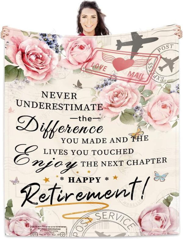 Retirement Gifts for Women, Retirement Blankets for Female Mom Wife Grandma Nurses Friends Coworkers - Image 3