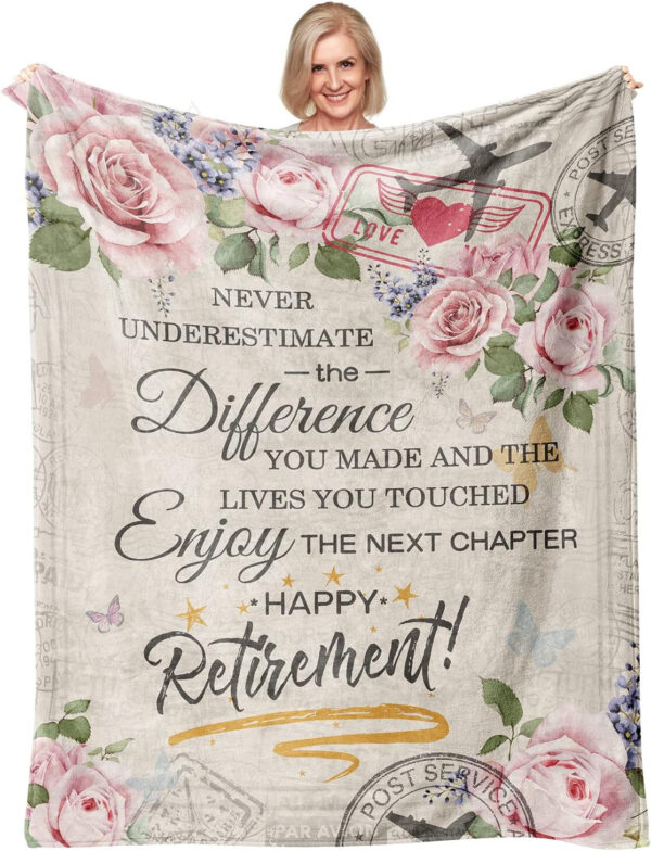 Retirement blanket for Women, Retired Gifts for Women, Happy Retirement Gifts for Teachers Nurses Mom Grandma Friend - Image 2