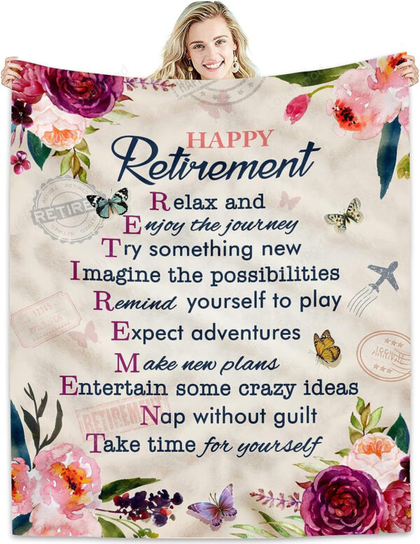 Retirement blanket for Women, Retired Gifts for Women, Happy Retirement Gifts for Teachers Nurses Mom Grandma Friend - Image 3