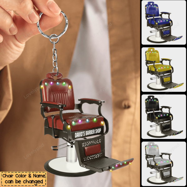 Barber Chair Personalized Keychain - Gift For Barber - Image 2