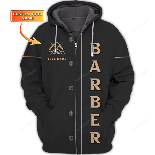 Barber Shop Shirt Custom Barber Zipper Hoodie, Barber Uniform, Gift for Barber