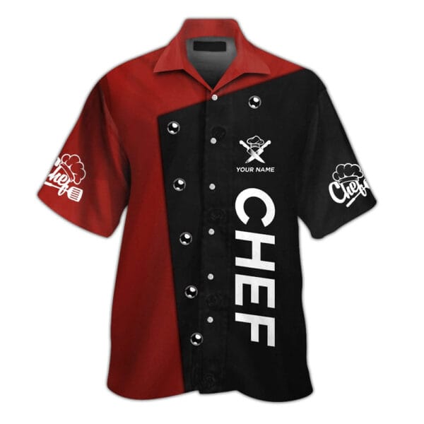 Chef Tshirt, Cook 3D All Over Printed Personalized Name 3D Shirt, Gift For Cook Black & Red - Image 3