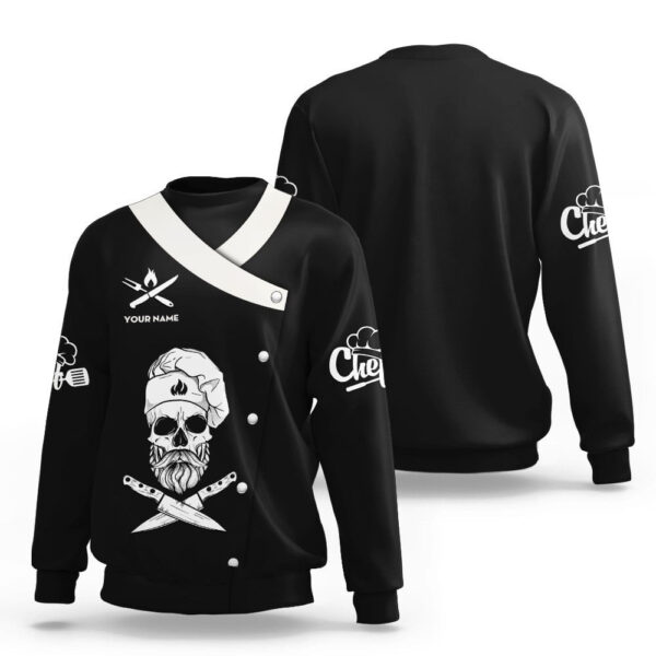 Custom Chef Skull Black 3D Shirt, Chef Polo shirt, Custom shirt for Chefs, Gift For Chefs - Image 4