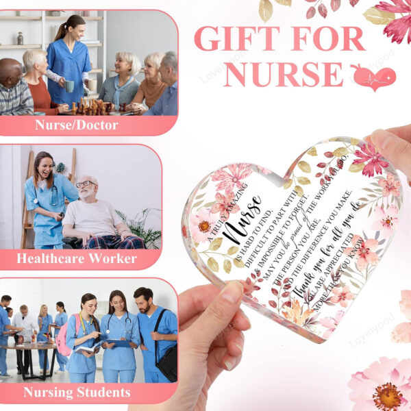 Nurse Appreciation Gift, Truly Amazing Nurse Floral Sign Thank You Gift Acrylic Table Centerpieces, Keepsake(Heart) - Image 5