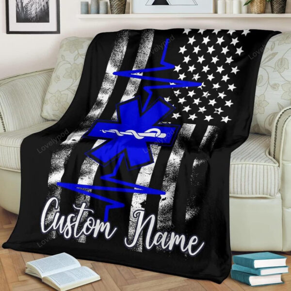 Custom name EMT Blanket ,Paramedic Throw Blanket, EMT Blanket, Nurse blanket - Image 3