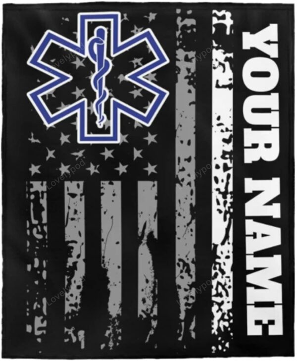 Custom name EMT Blanket ,Paramedic Throw Blanket, EMT Blanket, Nurse blanket - Image 4