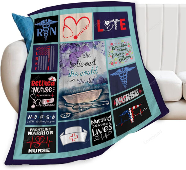 Nurse Gifts Blanket, Nursing Throw Blankets Fleece Blanket, Nurse Graduation Gift LPN Rn Gifts