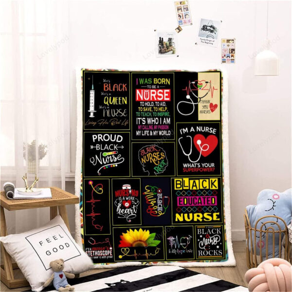 Nurse Gifts Black Nurses Week Gifts Throw Blanket, Retirement Gifts, RN Gifts for Black Nurses - Image 3