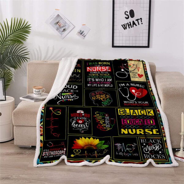 Nurse Gifts Black Nurses Week Gifts Throw Blanket, Retirement Gifts, RN Gifts for Black Nurses - Image 4