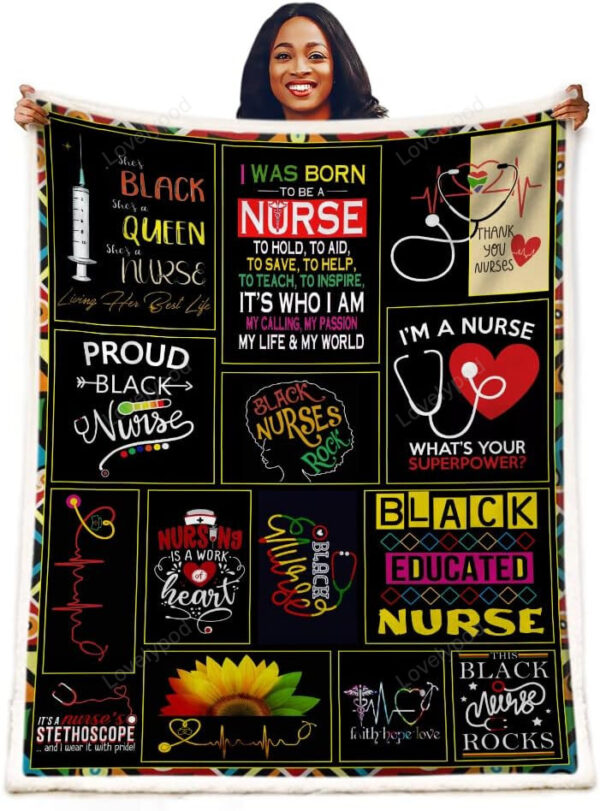 Nurse Gifts Black Nurses Week Gifts Throw Blanket, Retirement Gifts, RN Gifts for Black Nurses