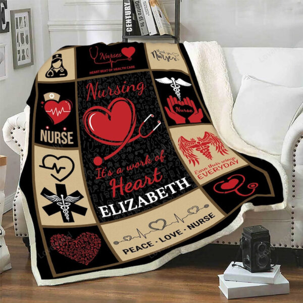 Nurse Blanket, Heart Beat Of Health Care, Custom Nurse Blanket, Nurse Day Gift - Image 2