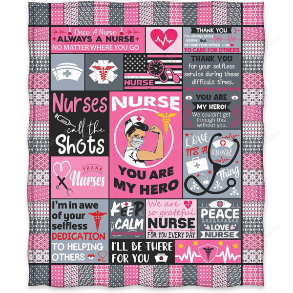 Nurse Theme Blanket Nurse Gifts for Women, Nurses Week, Birthday, Christmas, Soft Warm Throw Blanket